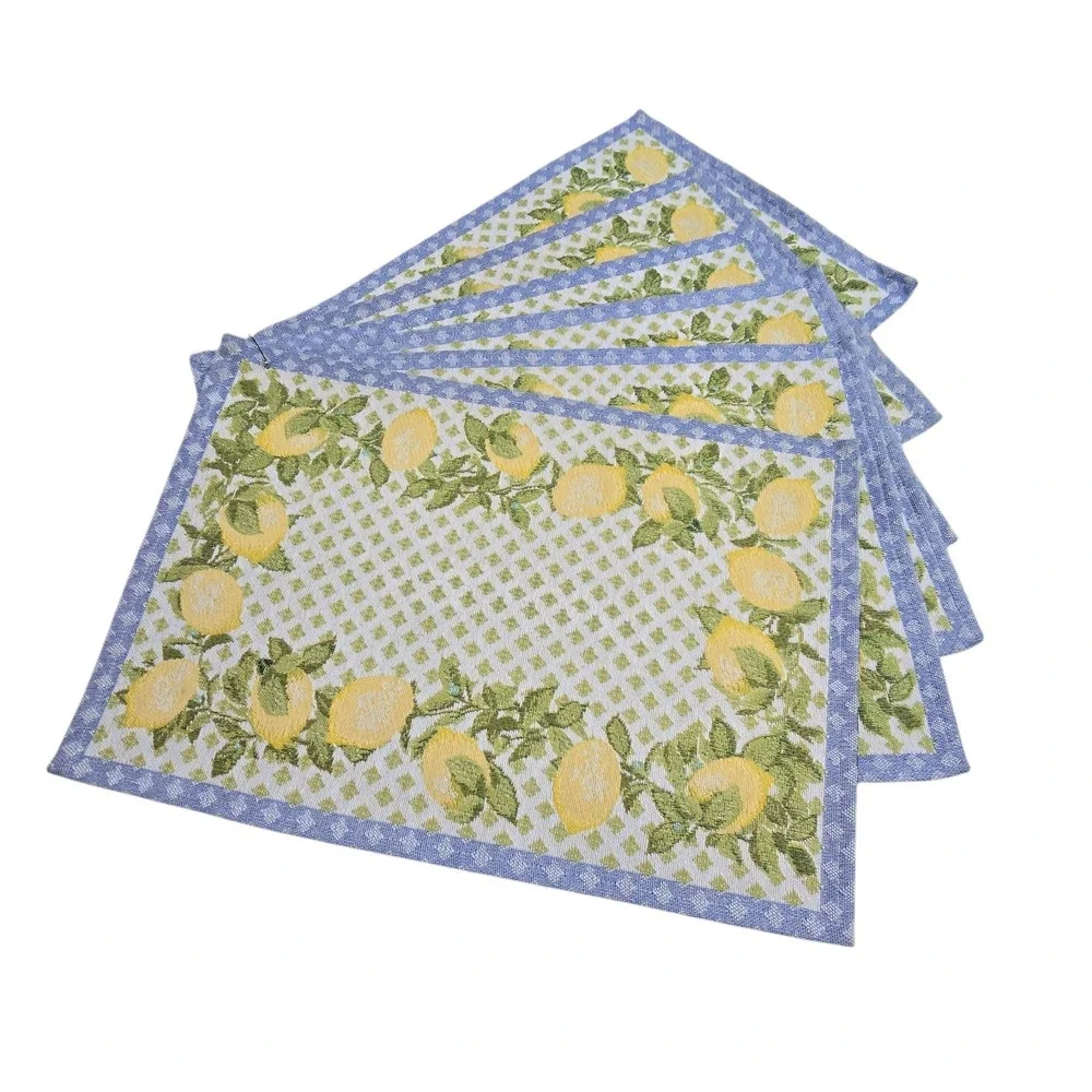 Vintage Tapestry Set 6 Lattice‎ & Lemons Placemats  19